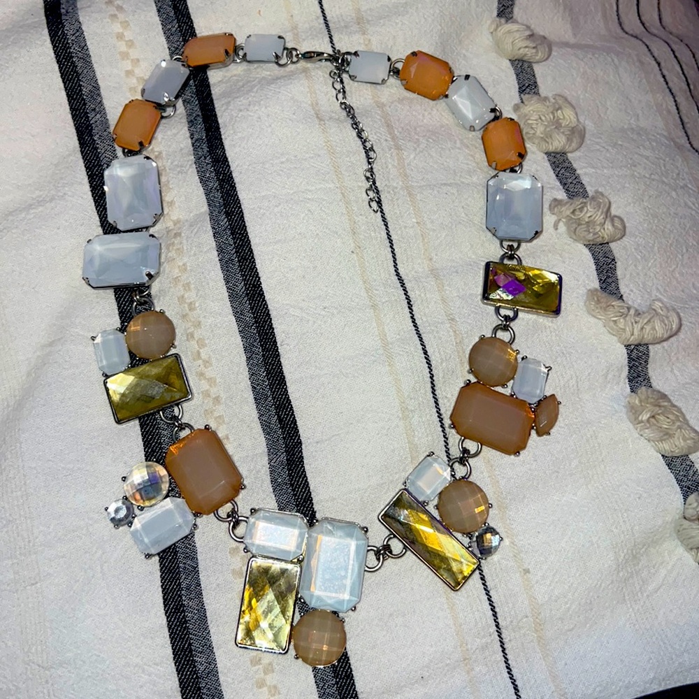 Irredscent beaded and rhinestone necklace